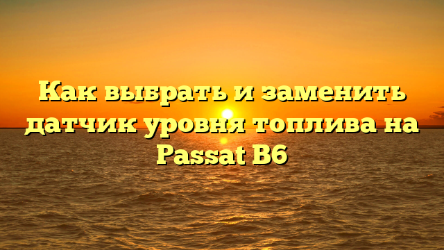 Как выбрать и заменить датчик уровня топлива на Passat B6